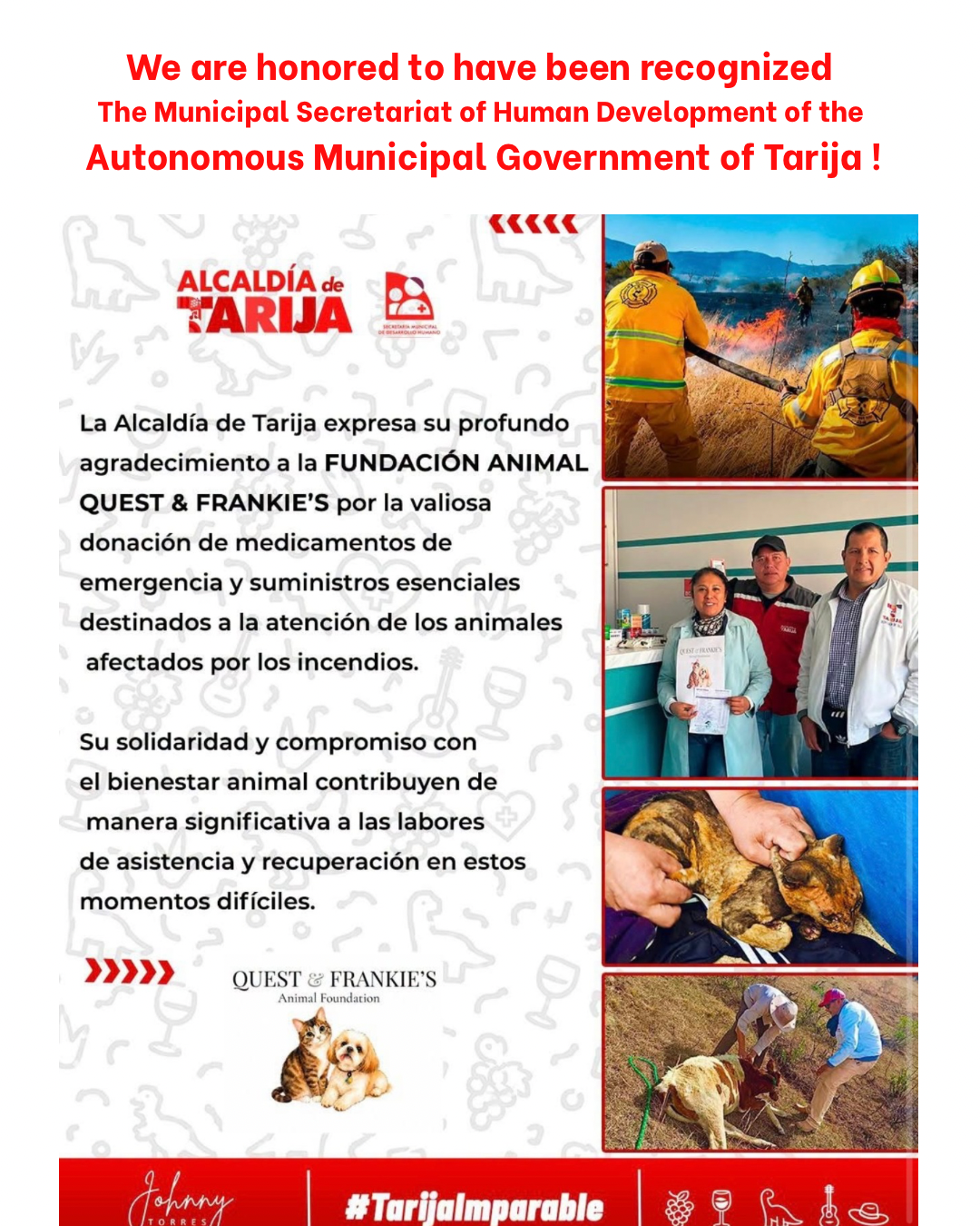 Official recognition from the Municipal Government of Tarija